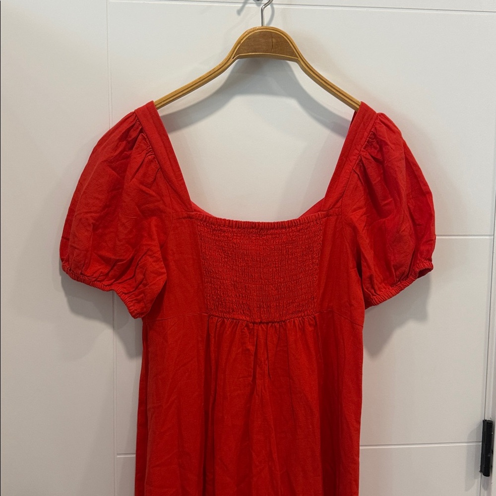 Primark Red Puff Sleeve Midi Dress size 8 - Picture 8 of 9